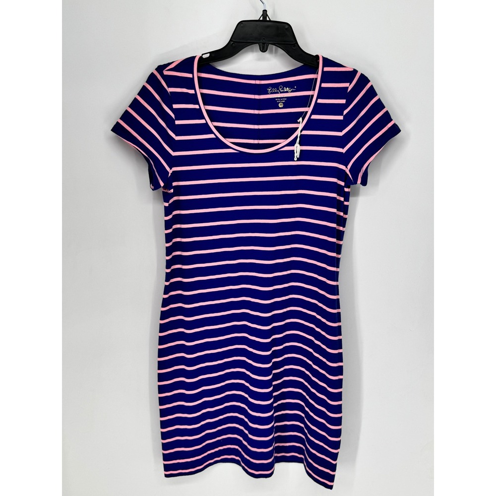Lilly Pulitzer T-Shirt Dress Womens Size M Blue Pink Striped NWOT Mini Stretch - Picture 1 of 12